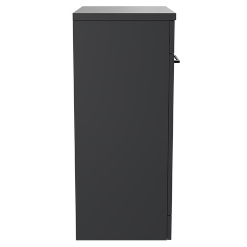 Napoli Gloss Grey 600mm x 390mm Floor Standing Vanity Unit for Countertop Basins and 2 Doors with Matt Black Handles Side View