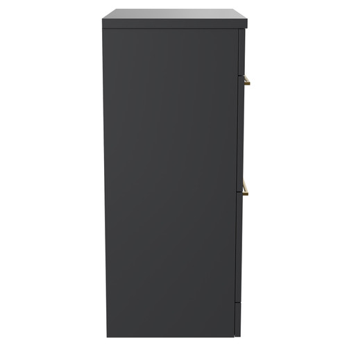 Napoli Gloss Grey 600mm x 390mm Floor Standing Vanity Unit for Countertop Basins and 2 Drawers with Brushed Brass Handles Side View