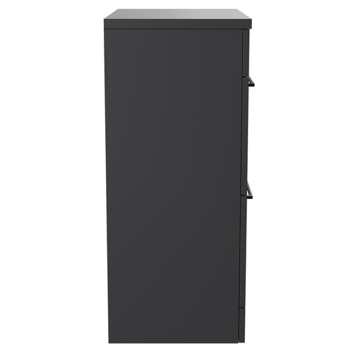 Napoli Gloss Grey 600mm x 390mm Floor Standing Vanity Unit for Countertop Basins and 2 Drawers with Gunmetal Grey Handles Side View