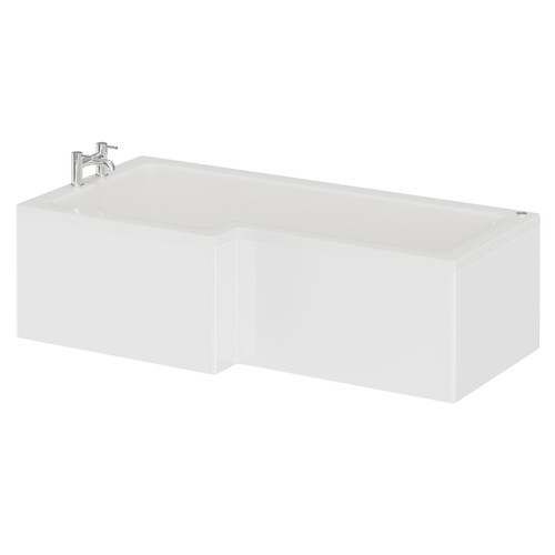 Loire 1700mm 12 Jet Chrome Easifit Left Hand L Shaped Shower Bath with Front Bath Panel Right Hand View