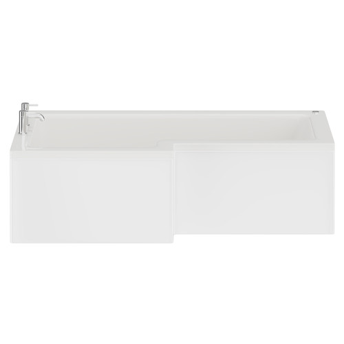 Loire 1700mm 12 Jet Chrome Easifit Left Hand L Shaped Shower Bath with Front Bath Panel View from Front