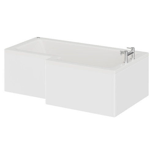 Loire 1500mm 12 Jet Chrome Easifit Right Hand L Shaped Shower Bath with Front Bath Panel Right Hand View