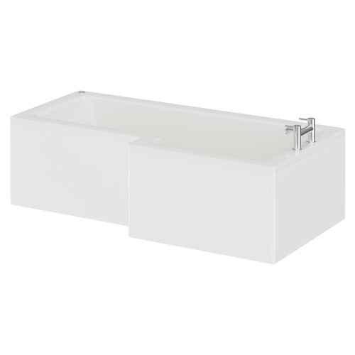 Loire 1700mm 12 Jet Chrome Easifit Right Hand L Shaped Shower Bath with Front Bath Panel Right Hand View