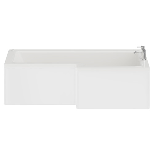 Loire 1700mm 12 Jet Chrome Easifit Right Hand L Shaped Shower Bath with Front Bath Panel View from Front