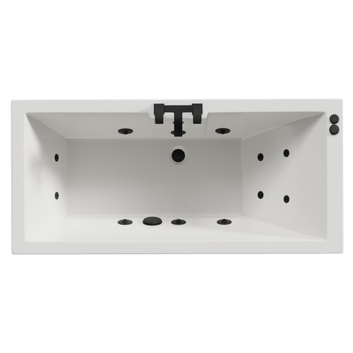 Legend 1500mm x 700mm Left Hand 12 Jet Matt Black V-Tec Single Ended Whirlpool Bath View from Top