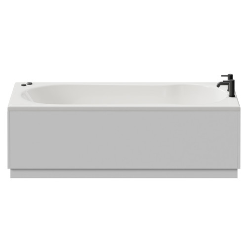 Keyhole 1700mm x 700mm 12 Jet Matt Black V-Tec Single Ended Whirlpool Shower Bath View from Front