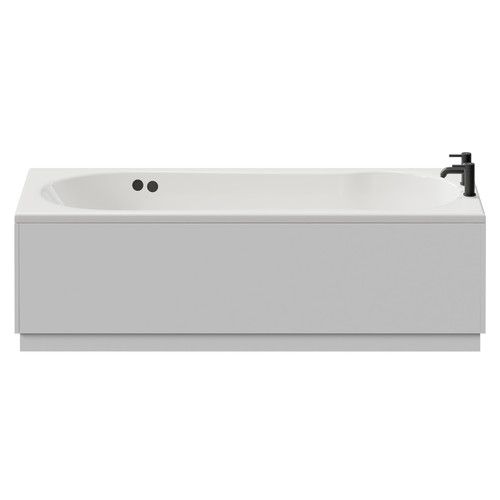 Keyhole 1700mm x 800mm 12 Jet Matt Black Flat Jet Single Ended Whirlpool Shower Bath View from Front