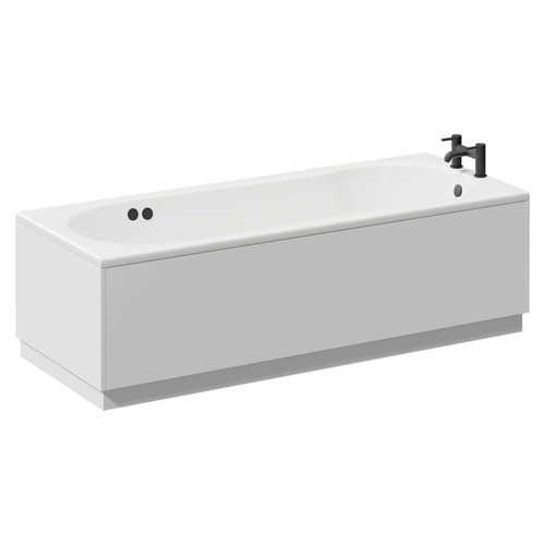 Keyhole 1700mm x 800mm 12 Jet Matt Black Flat Jet Single Ended Whirlpool Shower Bath Left Hand View
