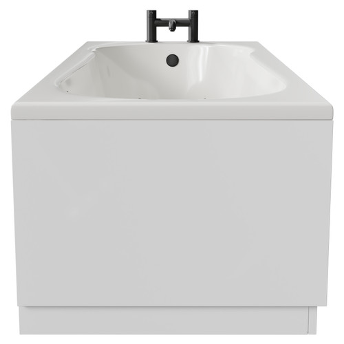 Keyhole 1700mm x 800mm 12 Jet Matt Black Flat Jet Single Ended Whirlpool Shower Bath Side View