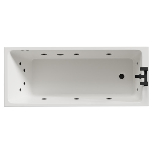 Slim Edge 1700mm x 700mm 12 Jet Matt Black Flat Jet Single Ended Whirlpool Bath View from Top