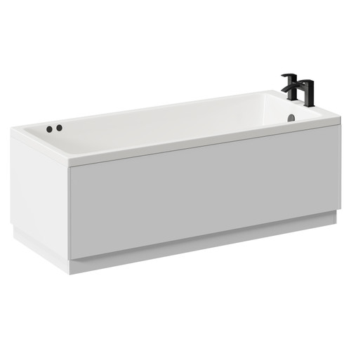 Slim Edge 1700mm x 700mm 12 Jet Matt Black Flat Jet Single Ended Whirlpool Bath Left Hand View