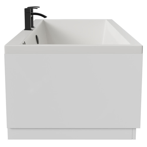 Slim Edge 1700mm x 700mm 6 Jet Matt Black Flat Jet Double Ended Whirlpool Bath Side View