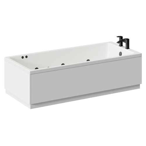 Slim Edge 1800mm x 800mm 6 Jet Matt Black Flat Jet Single Ended Whirlpool Bath Left Hand View