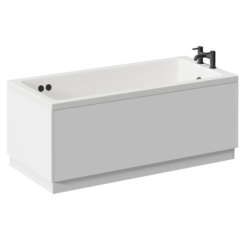 Slim Edge 1500mm x 700mm 12 Jet Matt Black Flat Jet Single Ended Whirlpool Bath Left Hand View