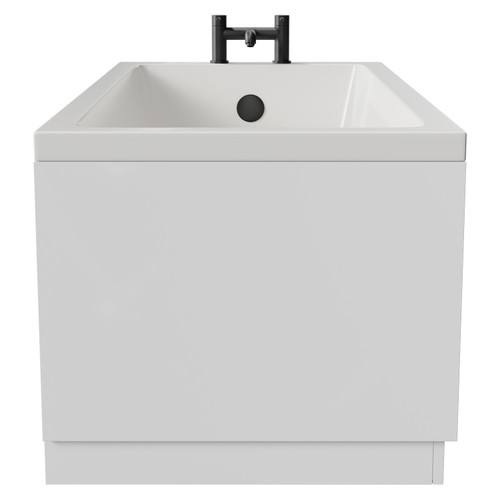 Slim Edge 1500mm x 700mm 12 Jet Matt Black Flat Jet Single Ended Whirlpool Bath Side View