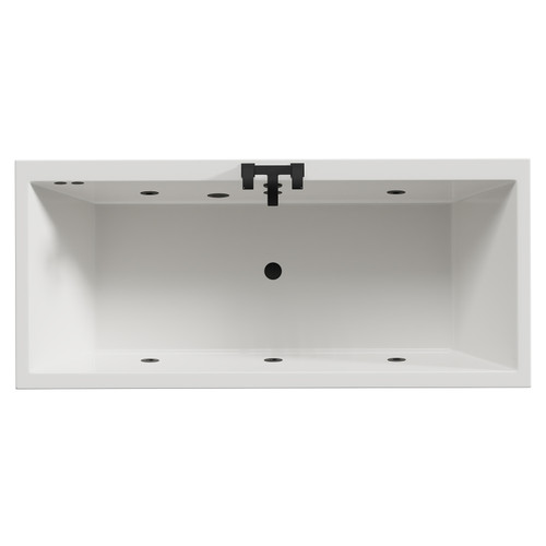 Slim Edge 1800mm x 800mm 6 Jet Matt Black Flat Jet Double Ended Whirlpool Bath View from Top