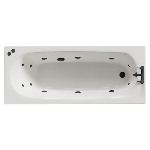 Monte Carlo 1700mm x 700mm 12 Jet Matt Black V-Tec Textured Base Anti Slip Single Ended Whirlpool Bath View from Top