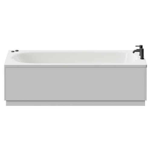 Monte Carlo 1700mm x 700mm 12 Jet Matt Black V-Tec Textured Base Anti Slip Single Ended Whirlpool Bath View from Front