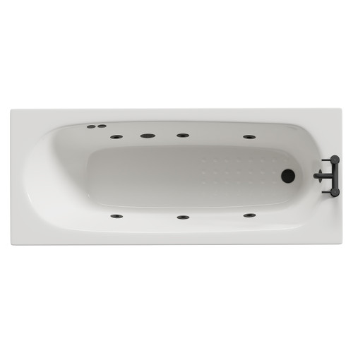 Monte Carlo 1700mm x 700mm 6 Jet Matt Black Flat Jet Textured Base Anti Slip Single Ended Whirlpool Bath View from Top