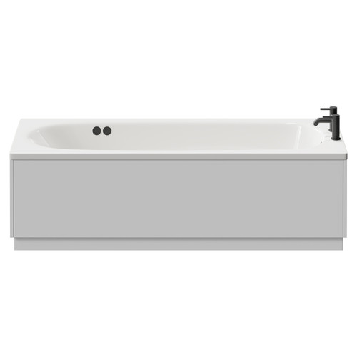 Monte Carlo 1700mm x 700mm 6 Jet Matt Black Flat Jet Textured Base Anti Slip Single Ended Whirlpool Bath View from Front