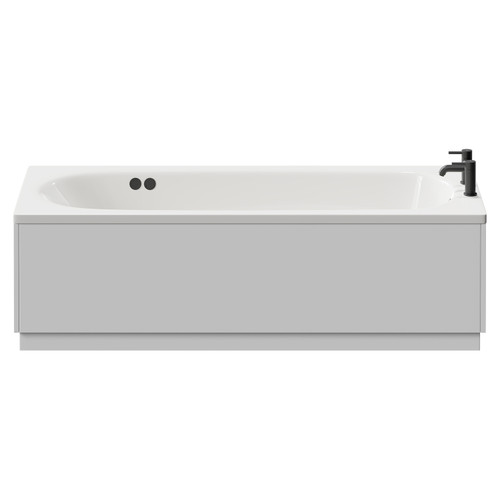 Monte Carlo 1700mm x 700mm 12 Jet Matt Black Flat Jet Textured Base Anti Slip Single Ended Whirlpool Bath View from Front