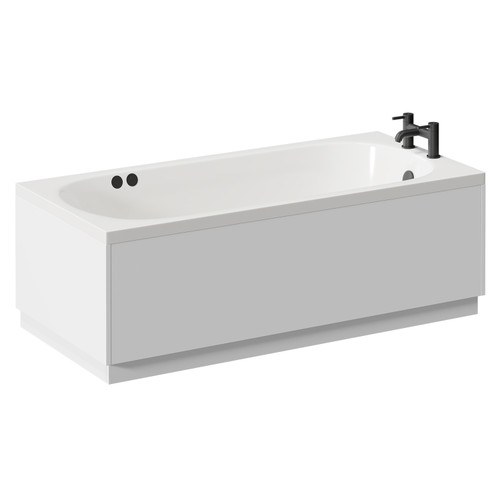 Compact 1500mm x 700mm 6 Jet Matt Black Flat Jet Single Ended Whirlpool Bath Left Hand View