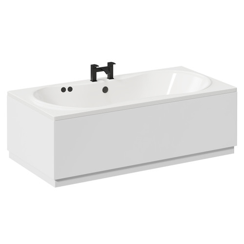 Strata Duo XL 1800mm x 900mm 12 Jet Matt Black Flat Jet Double Ended Whirlpool Bath Left Hand View