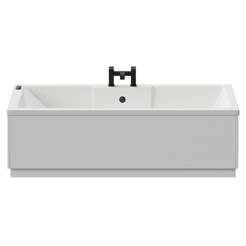 Legend 1700mm x 750mm Right Hand 12 Jet Matt Black V-Tec Single Ended Whirlpool Bath View from Front