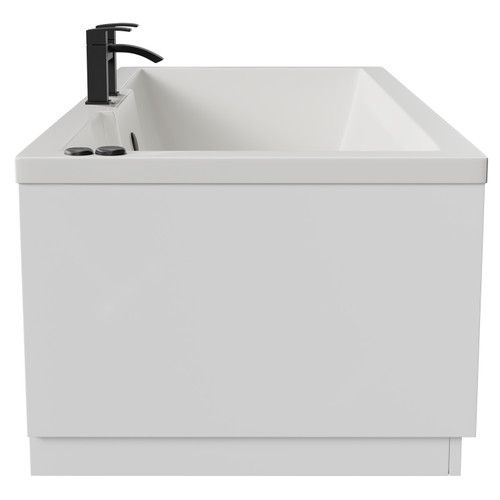 Legend 1700mm x 700mm Right Hand 12 Jet Matt Black V-Tec Single Ended Whirlpool Bath Side View