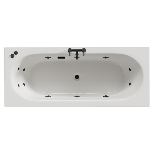 Metropole 1700mm x 700mm 12 Jet Matt Black V-Tec Double Ended Whirlpool Bath View from Top