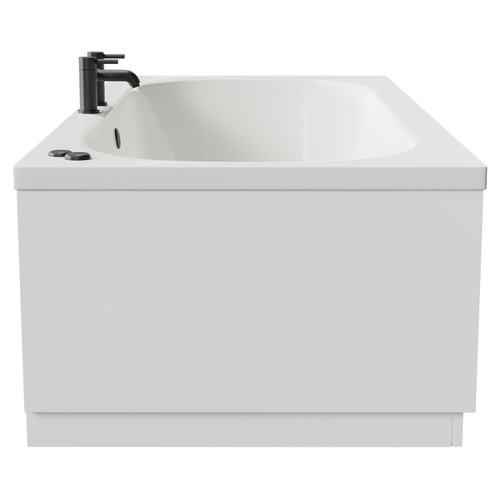 Metropole 1800mm x 800mm 12 Jet Matt Black V-Tec Double Ended Whirlpool Bath Side View