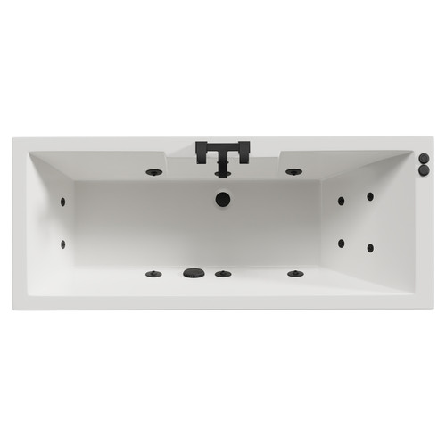 Legend 1700mm x 700mm Left Hand 12 Jet Matt Black V-Tec Single Ended Whirlpool Bath View from Top