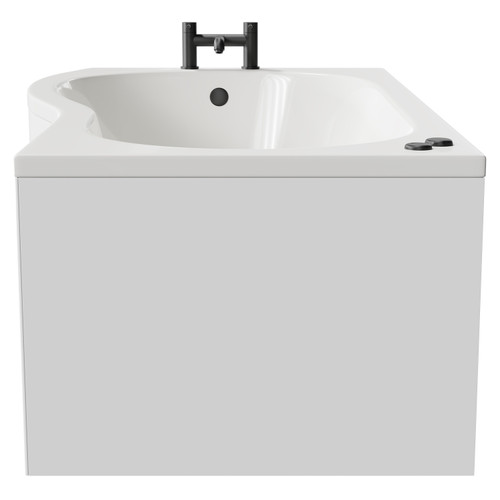 Bayou 1700mm 12 Jet Matt Black V-Tec Left Hand B Shaped Whirlpool Shower Bath with Front Bath Panel Side View