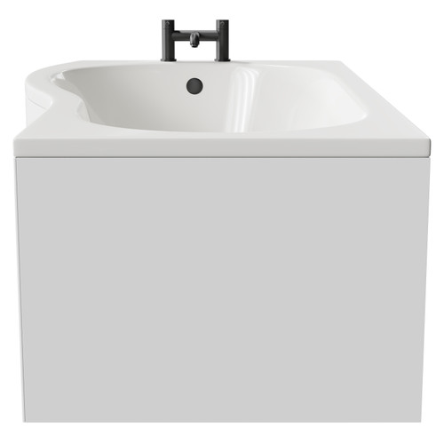Bayou 1700mm 6 Jet Matt Black Flat Jet Left Hand B Shaped Whirlpool Shower Bath with Front Bath Panel Side View