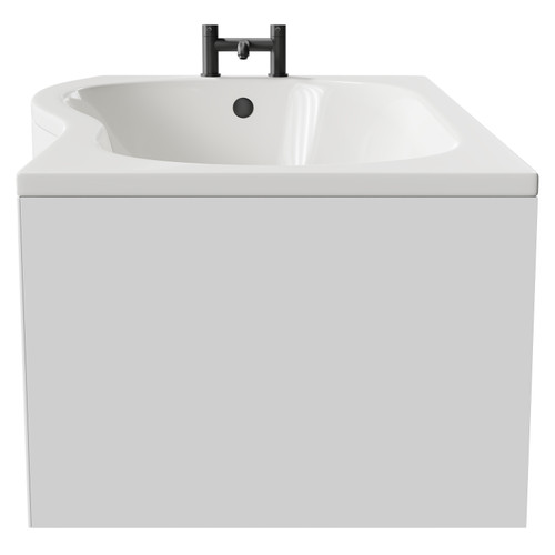 Bayou 1700mm 12 Jet Matt Black Flat Jet Left Hand B Shaped Whirlpool Shower Bath with Front Bath Panel Side View