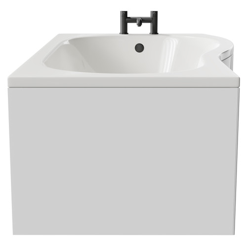 Bayou 1700mm 12 Jet Matt Black Flat Jet Right Hand B Shaped Whirlpool Shower Bath with Front Bath Panel Side View