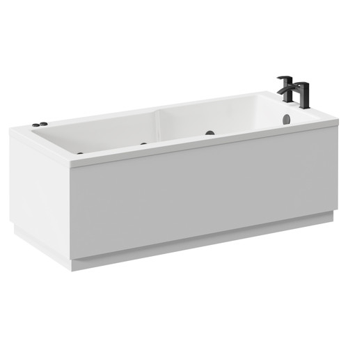 Square 1700mm x 750mm 12 Jet Matt Black V-Tec Single Ended Whirlpool Bath Left Hand View