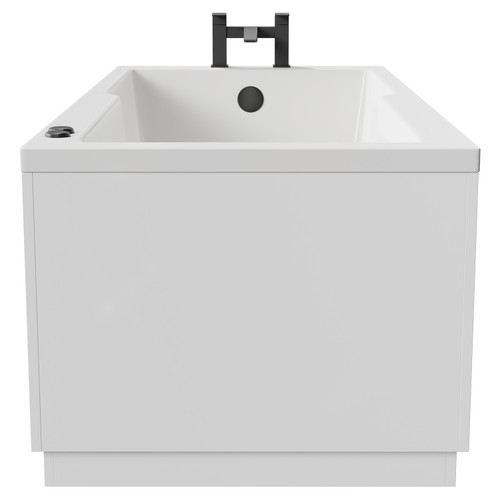Square 1700mm x 750mm 12 Jet Matt Black V-Tec Single Ended Whirlpool Bath Side View