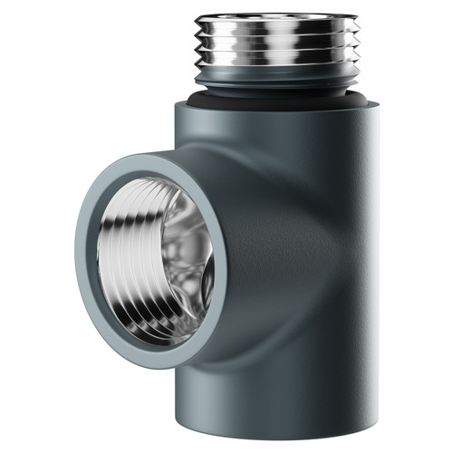 Anthracite T Piece for Dual Fuel Heated Towel Rails and Radiators Right Hand View