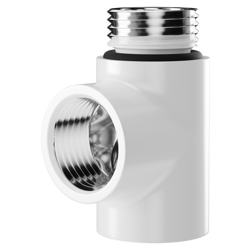 White T Piece for Dual Fuel Heated Towel Rails and Radiators Right Hand View