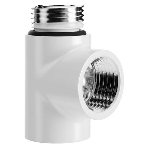 White T Piece for Dual Fuel Heated Towel Rails and Radiators Left Hand View