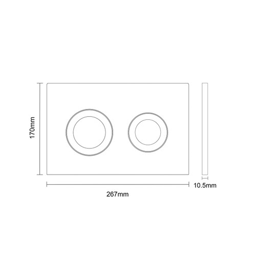 Pavia White Dual Flush Plate with Round Buttons View from Side