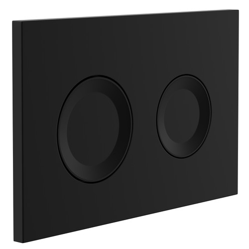 Pavia Colore Matt Black Dual Flush Plate with Round Buttons Left Hand View