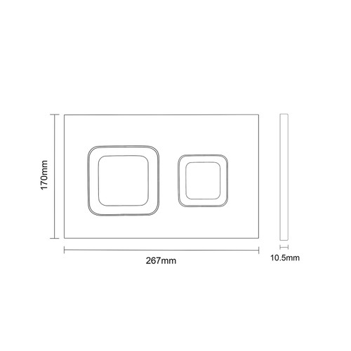 Vienna White Dual Flush Plate with Square Buttons View from Side