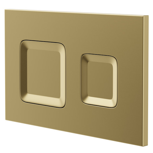 Vienna Colore Brushed Brass Dual Flush Plate with Square Buttons Right Hand View