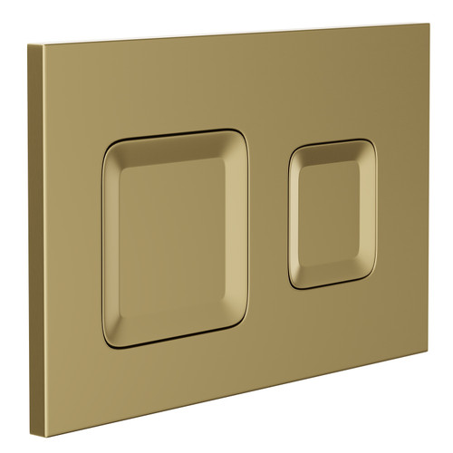Vienna Colore Brushed Brass Dual Flush Plate with Square Buttons Left Hand View