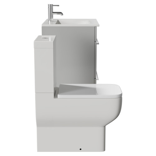 Napoli Gloss Grey Pearl 600mm Vanity Unit and Toilet Suite including Tacoma Close Coupled Toilet and Floor Standing Vanity Unit with 2 Drawers and Chrome Handles View from Side