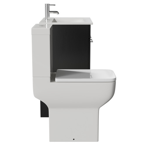 Napoli Nero Oak 600mm Vanity Unit and Toilet Suite including Tacoma Comfort Height Toilet and Floor Standing Vanity Unit with 2 Doors and Chrome Handles View from Side Napoli Nero Oak 600mm Vanity Unit and Toilet Suite including Tacoma Comfort Height Toilet and Floor Standing Vanity Unit with 2 Doors and Chrome Handles View from Side