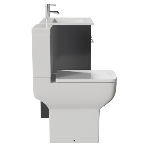 Napoli Gloss Grey 600mm Vanity Unit and Toilet Suite including Tacoma Comfort Height Toilet and Floor Standing Vanity Unit with 2 Doors and Chrome Handles View from Side