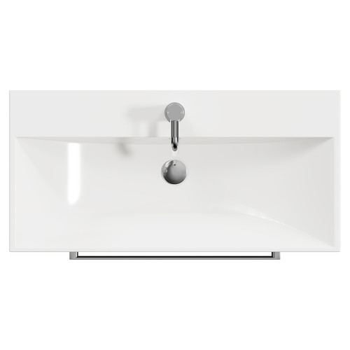 Napoli Gloss Grey 800mm Wall Mounted Vanity Unit with 1 Tap Hole Slim Edge Basin and 2 Drawers with Chrome Handles View from Top